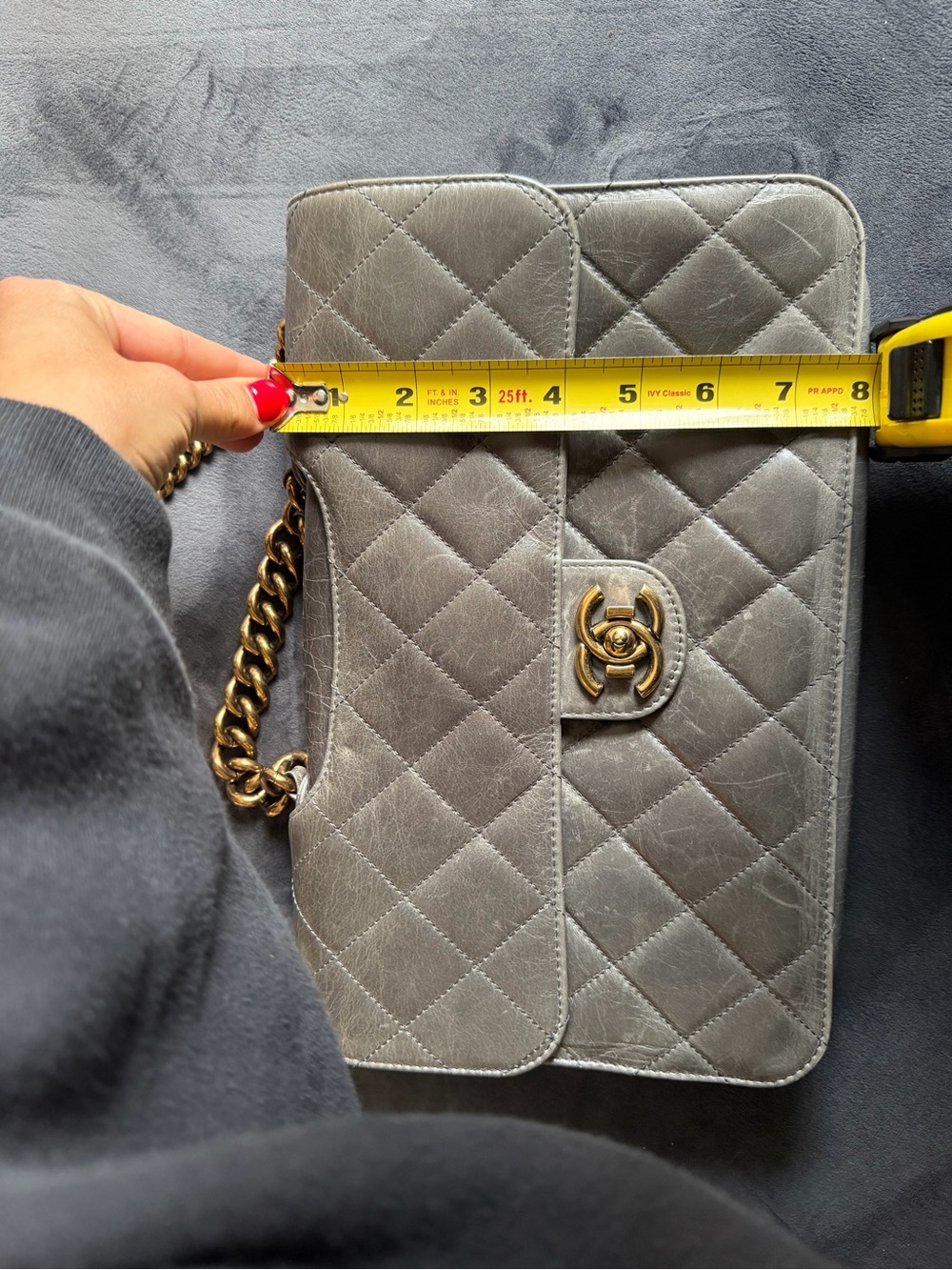 SOLD!!! Chanel Gray Quilted Leather Shoulder Bag - Picture 14 of 14